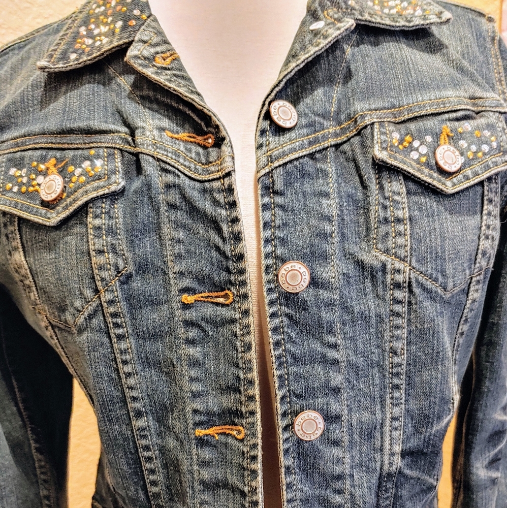 Authentic Bebe Rhinstone Jean Jacket - image 1